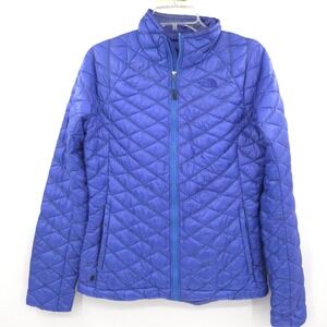 The North Face Thermoball Jacket Womens Small Blue Quilted Full Zip Puffer